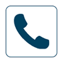 A blue telephone handset icon inside a rounded square.