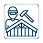 Icon of a construction worker building a roof.