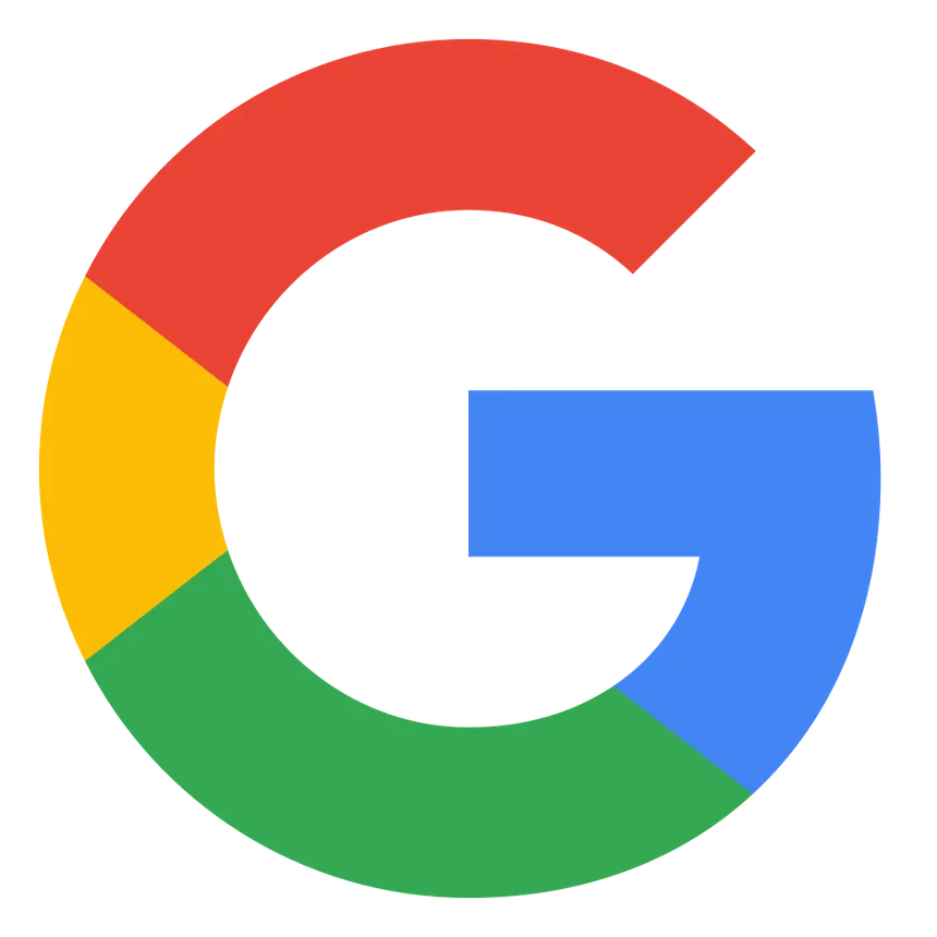 Colorful Google logo with four distinct colors forming a 'G'.