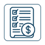 Icon of a checklist with a dollar sign.